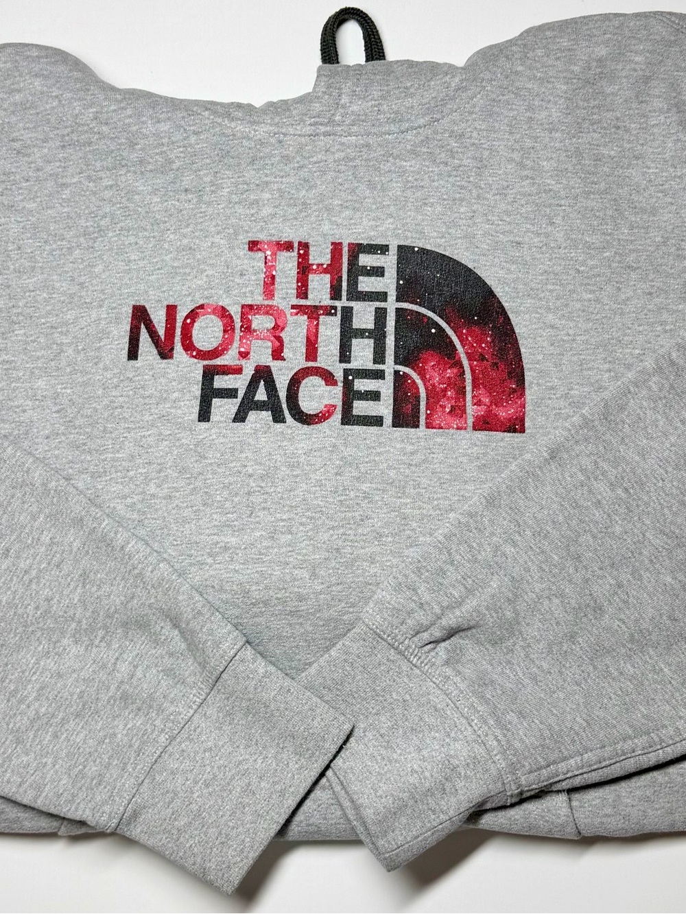 The North Face Men’s XXL Grey Galaxy Nebula Space Hoodie Red Logo Pullover